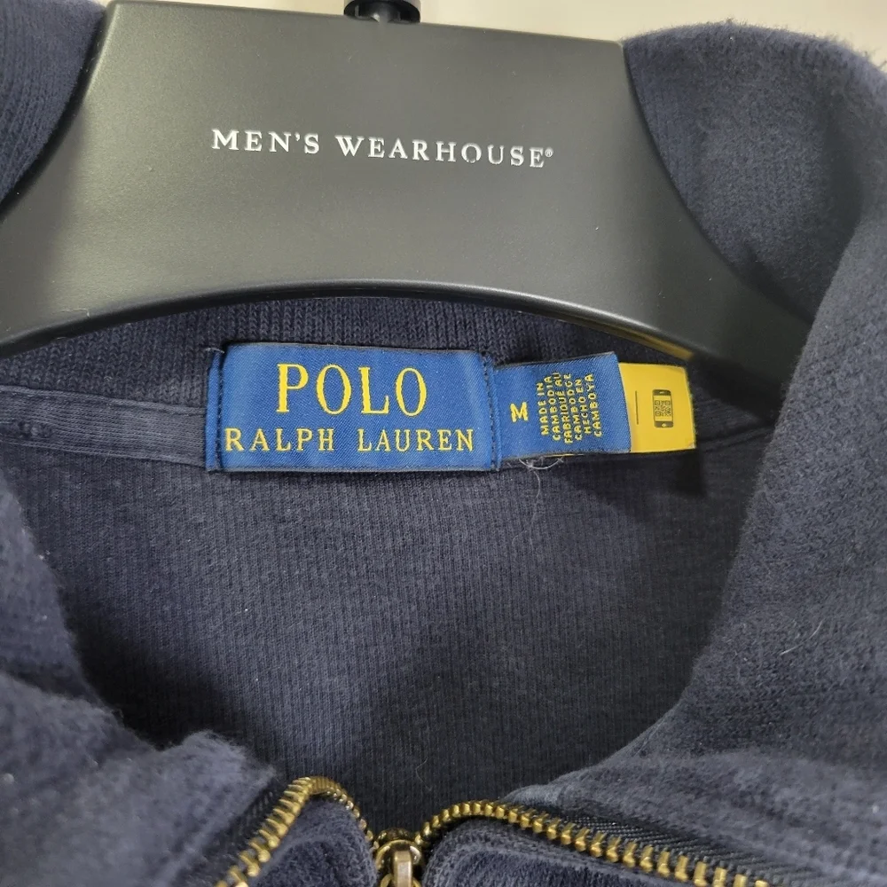 Polo Ralph Lauren Mens M Quarter Zip Pullover Sweater Blue Pony Logo